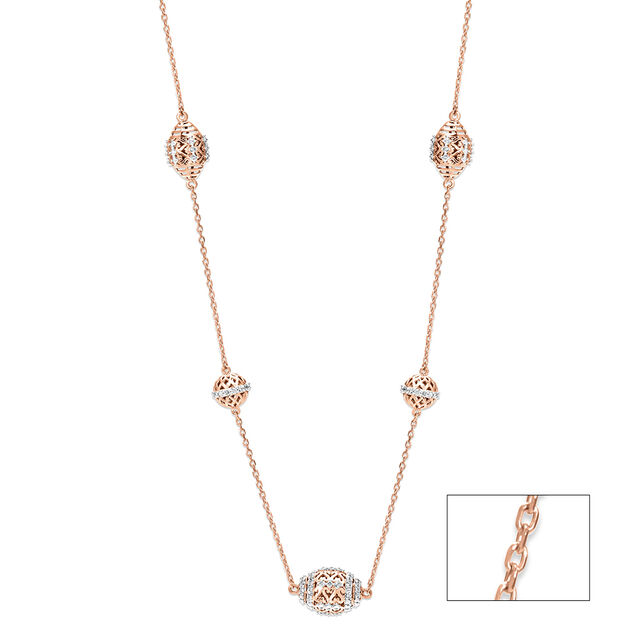 18 KT Rose Gold Snowball Diamond Necklace