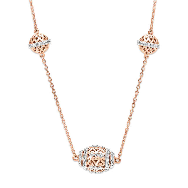 18 KT Rose Gold Snowball Diamond Necklace