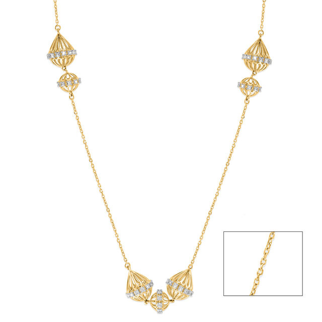 18 KT Yellow Gold Ethnic Diamond Necklace 
