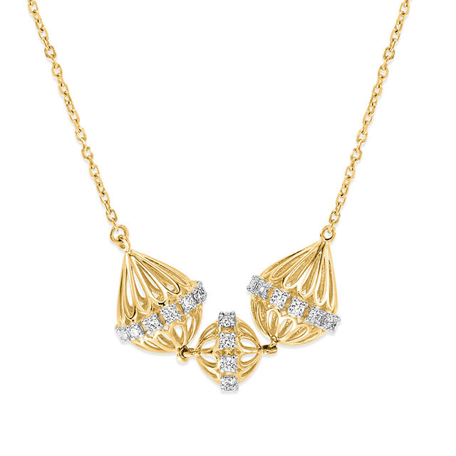 18 KT Yellow Gold Ethnic Diamond Necklace 2