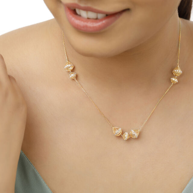 18 KT Yellow Gold Ethnic Diamond Necklace 3