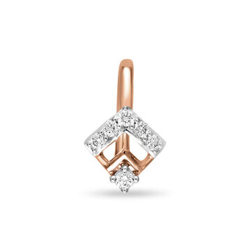18 KT Glossy Rose Gold Diamond nose pin