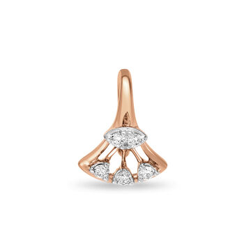 18 KT Triangular Rose Gold Diamond Nose Pin
