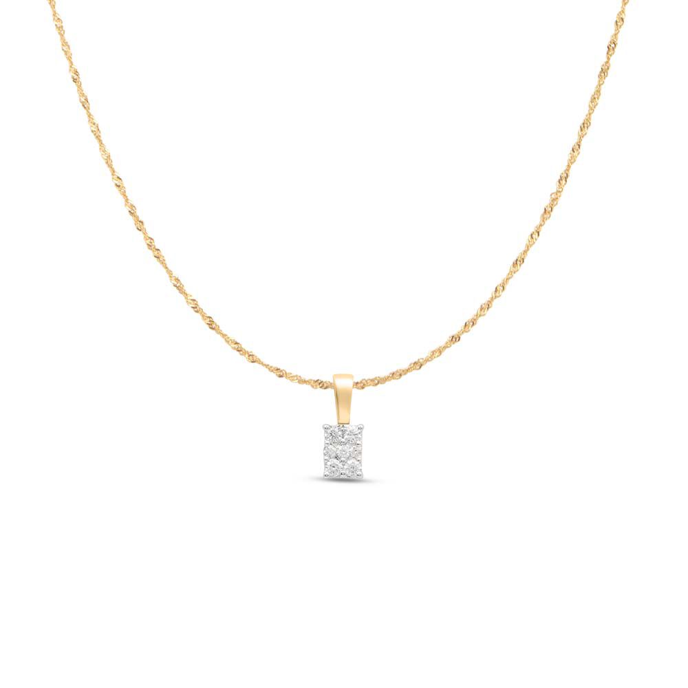 18 KT Yellow Gold Rectangular Diamond Pendant