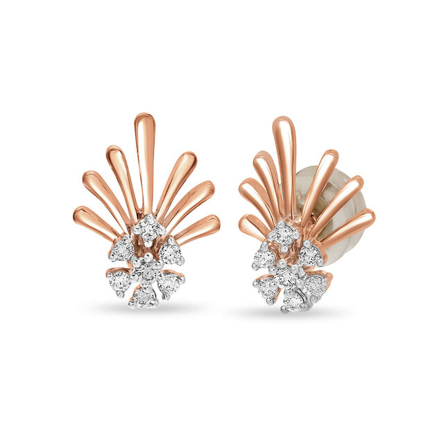 18 KT Rose Gold Triangular Diamond Stud Earrings,,hi-res 2