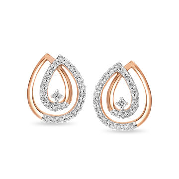18 KT Rose Gold Simple Diamond Stud Earrings