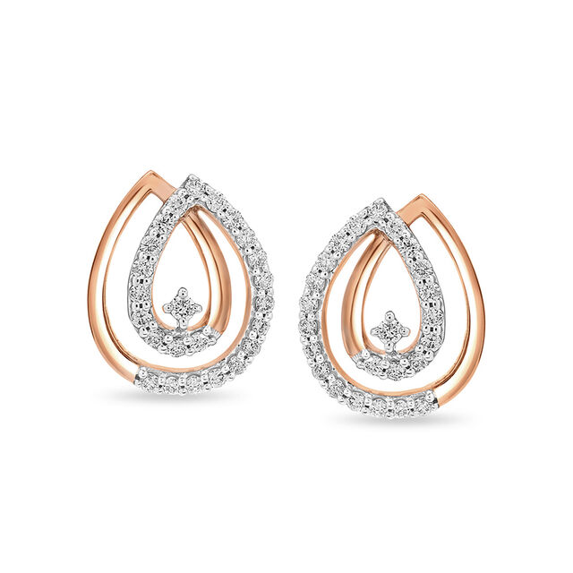 18 KT Rose Gold Simple Diamond Stud Earrings,,hi-res 