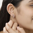 18 KT Rose Gold Simple Diamond Stud Earrings,,hi-res 3