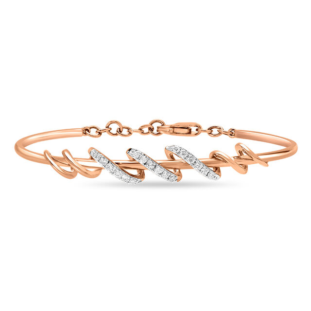 18 KT Rose Gold Diamond Wave Bangle 2