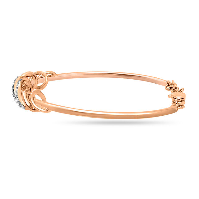 18 KT Rose Gold Diamond Wave Bangle 4