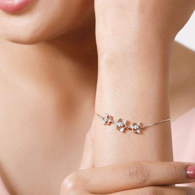 18Kt Rose Gold Dainty Diamond Bracelet,,hi-res 