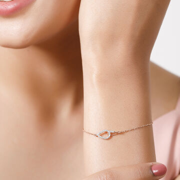 18Kt Rose Gold Dainty Chain Diamond Bracelet