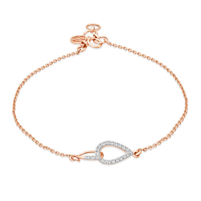 18Kt Rose Gold Dainty Chain Diamond Bracelet 2