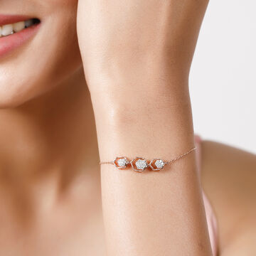 18Kt Rose Gold Hex Appeal Diamond Bracelet