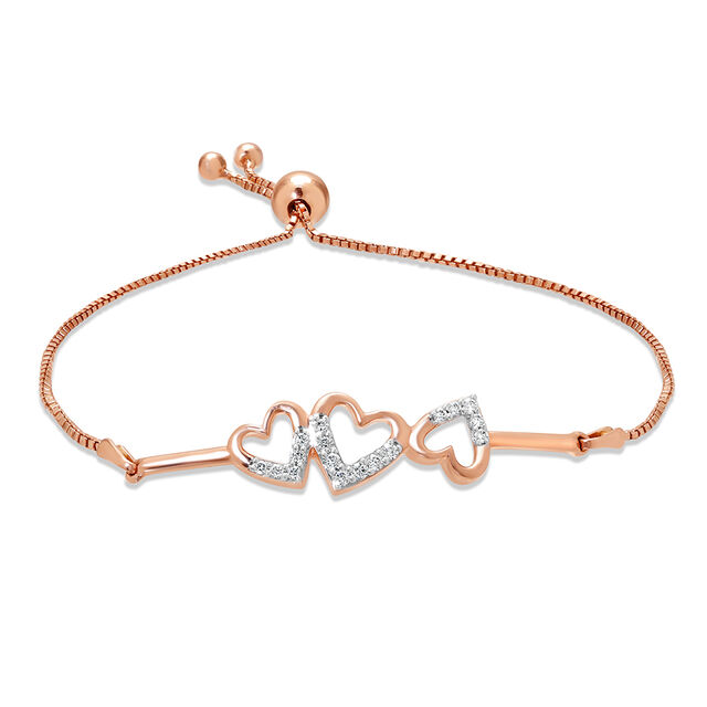 18KT Rose Gold Lovely Heart Diamond Bracelet 2