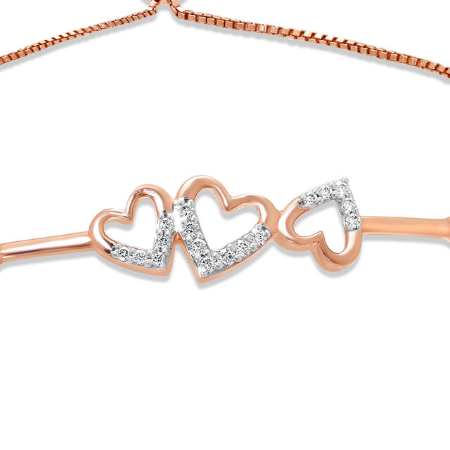 18KT Rose Gold Lovely Heart Diamond Bracelet 3