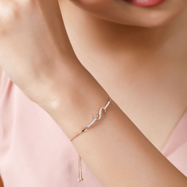 18Kt Rose Gold Pretty Infinity Diamond Bracelet 2