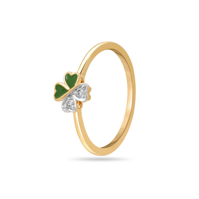 14KT Yellow Gold Clover Marvel Diamond Finger Ring 2