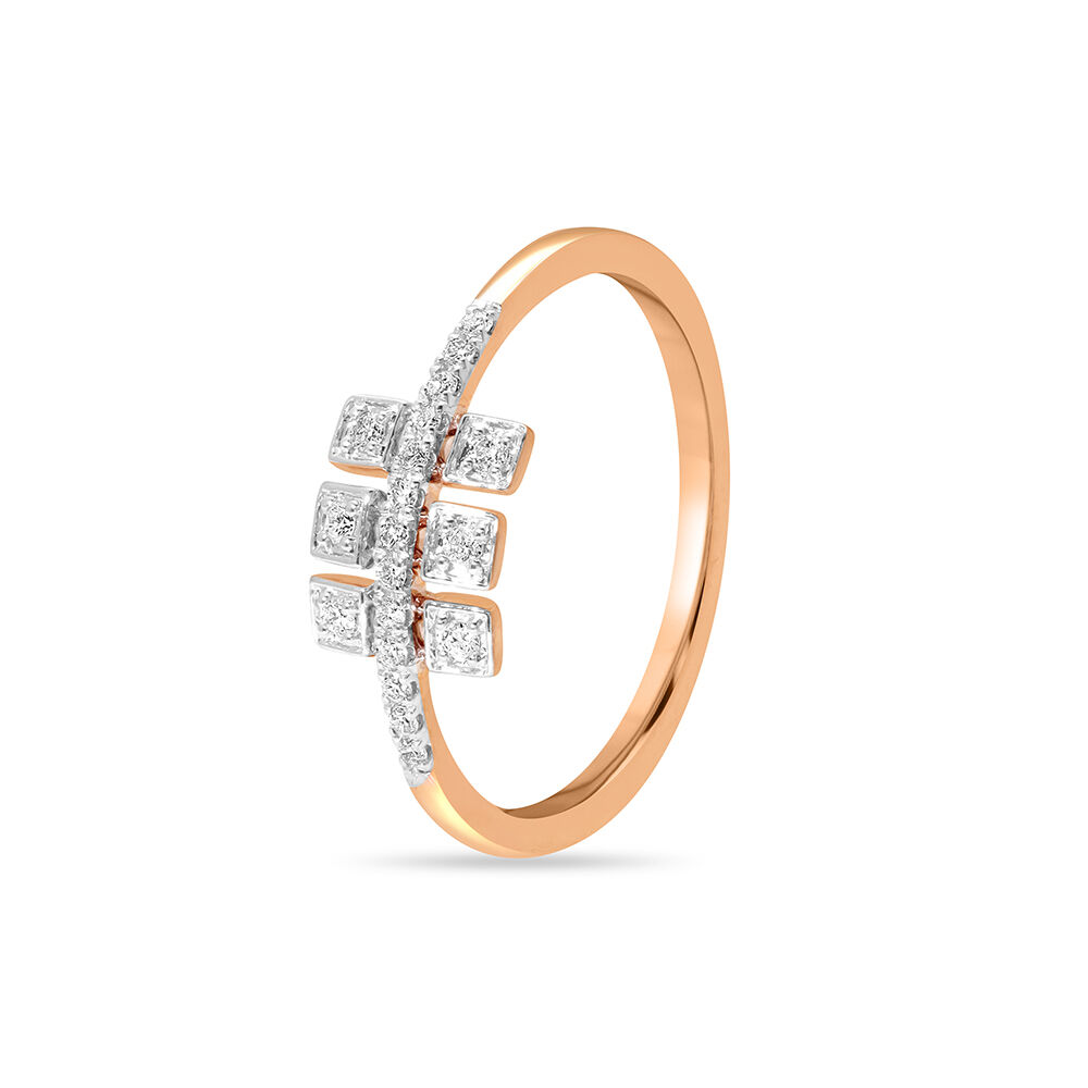 Buy 18Kt Rose Gold Sculpted Sparkle Diamond Finger Ring at Best Price ...