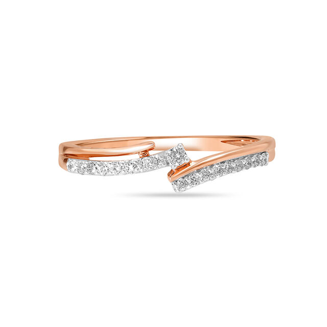 18Kt Rose Gold Crossed Paths Diamond Finger Ring