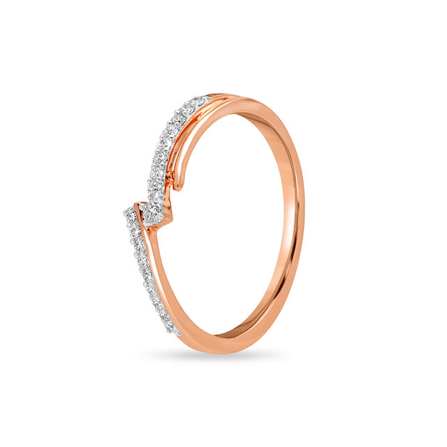 18Kt Rose Gold Crossed Paths Diamond Finger Ring