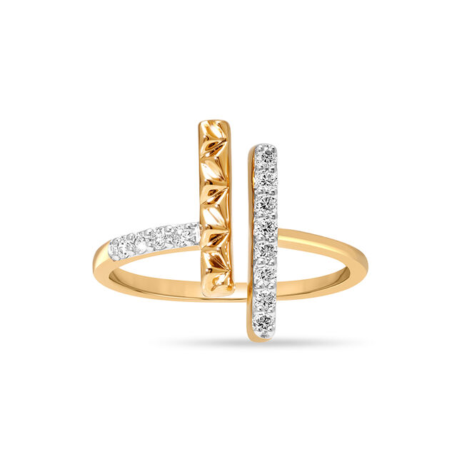 18KT Yellow Gold Luminous Lines Diamond Finger Ring 2
