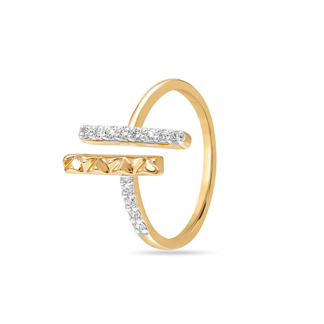 18KT Yellow Gold Luminous Lines Diamond Finger Ring 4