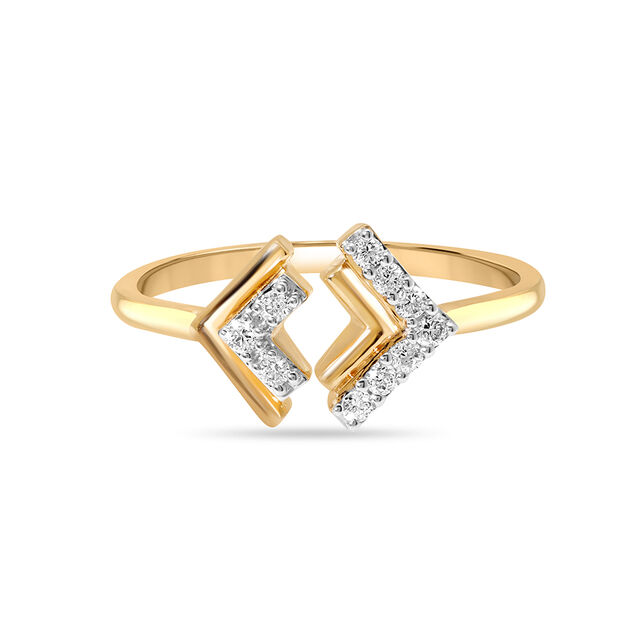 18KT Yellow Gold Arrow Duet Diamond Finger Ring