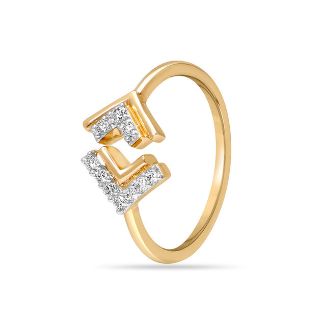 18KT Yellow Gold Arrow Duet Diamond Finger Ring