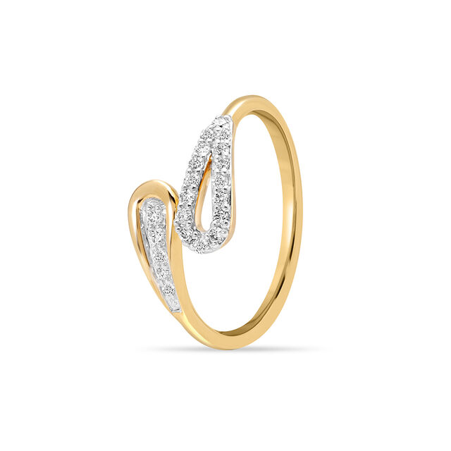 18KT Yellow Gold Shimmering Rivulet Diamond Finger Ring