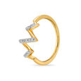 18KT Yellow Gold Wandering Lines Diamond Finger Ring 4