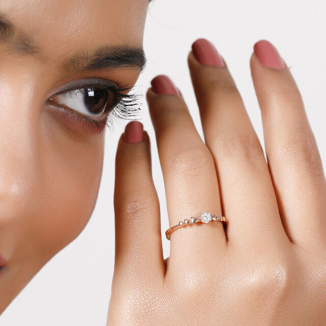 18KT Rose Gold The Heart's Desire Diamond Finger Ring