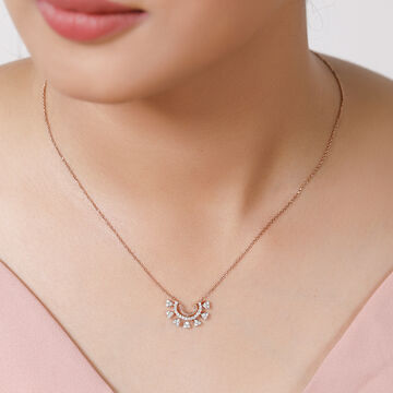 18KT Rose Gold Curved to Perfection Diamond Pendant with Chain