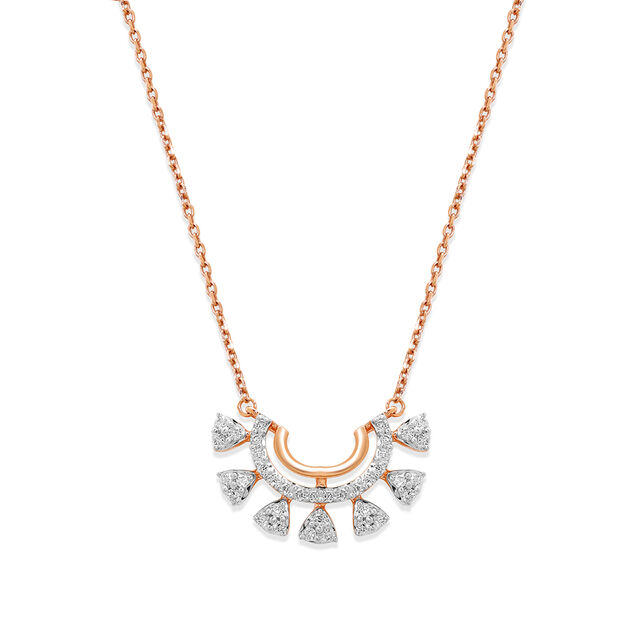18KT Rose Gold Curved to Perfection Diamond Pendant with Chain 2