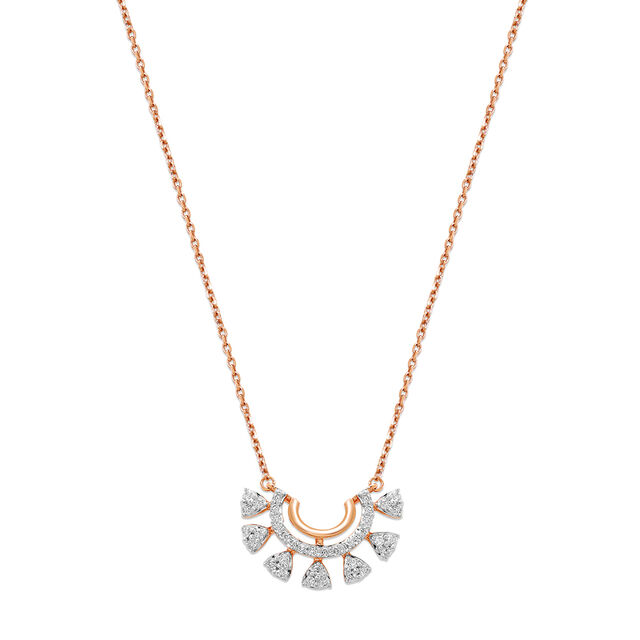 18KT Rose Gold Curved to Perfection Diamond Pendant with Chain 3