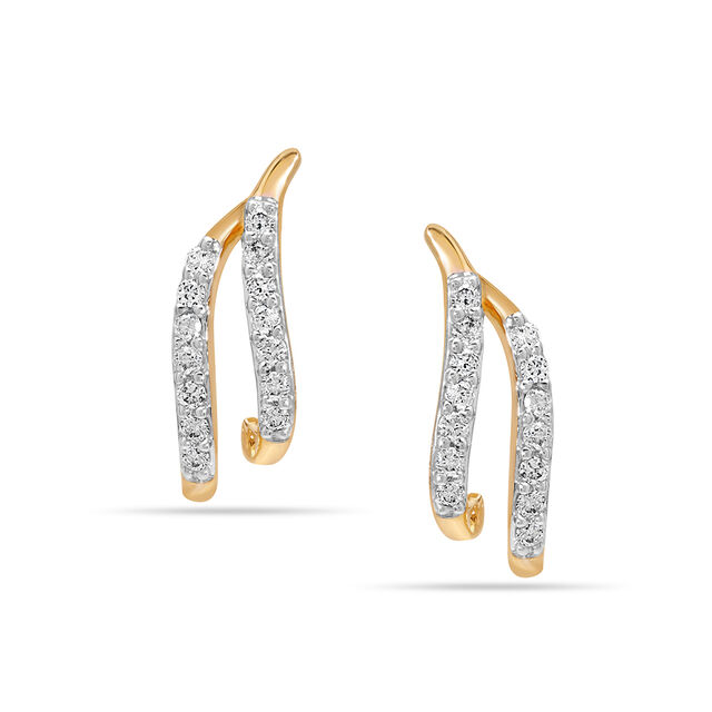 18KT Yellow Gold Dotted Delight Diamond Hoop Earring 2