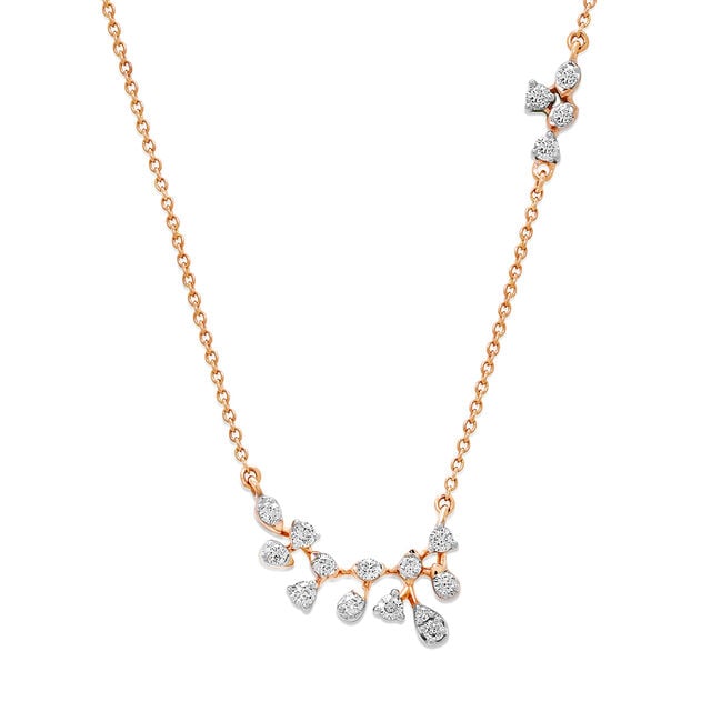Buy 18KT Rose Gold Curvaceous And Alluring Diamond Necklace at