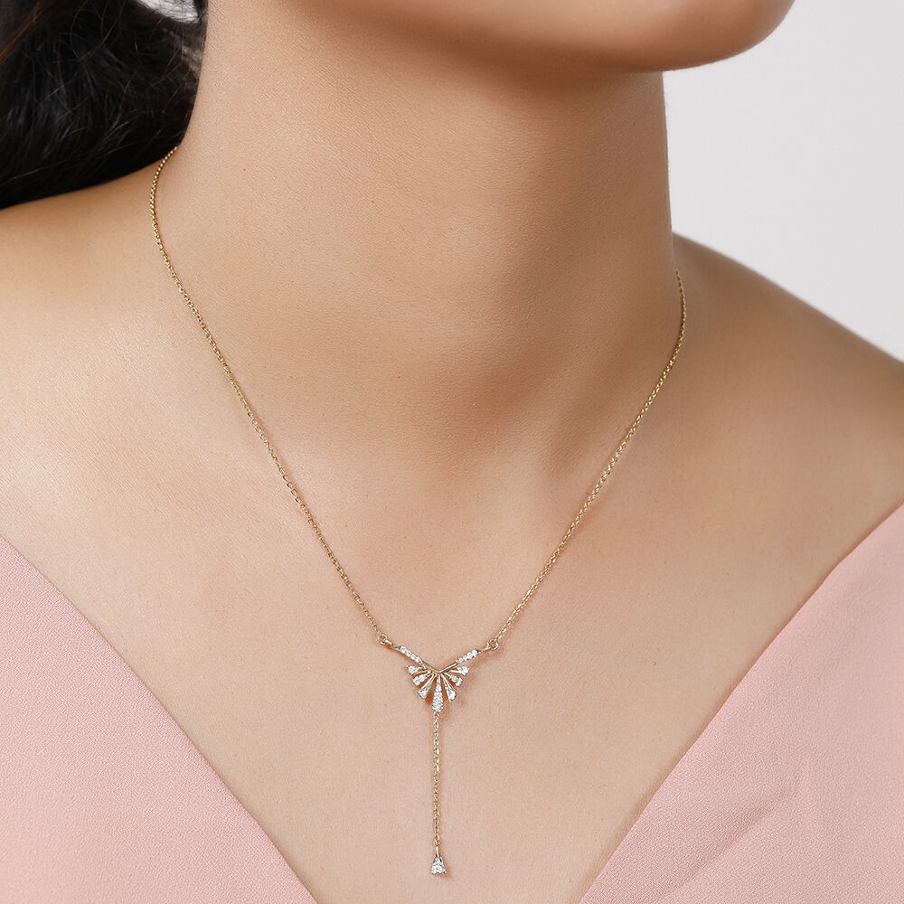 Buy 18KT Yellow Gold Shimmering Nightfall Diamond Necklace at Best Price Tanishq UAE