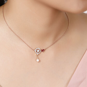 18KT Rose Gold Celestial Sparkle Pink Tourmaline Choker Necklace