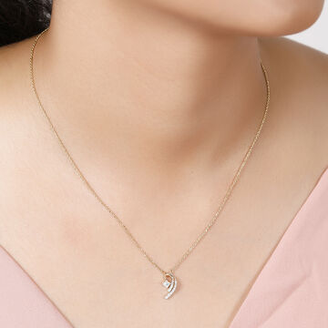 18KT Yellow Gold Dual Curves Diamond Necklace