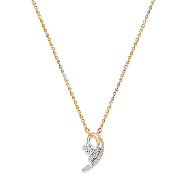 18KT Yellow Gold Dual Curves Diamond Necklace,,hi-res 2