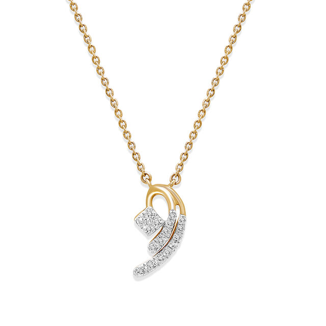 18KT Yellow Gold Dual Curves Diamond Necklace,,hi-res 3