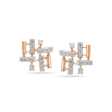 18Kt Rose Gold Supernova Sparkle Diamond Stud Earring