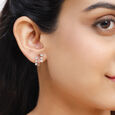 18KT Rose Gold Modern Asymmetric Diamond Stud Earring 4