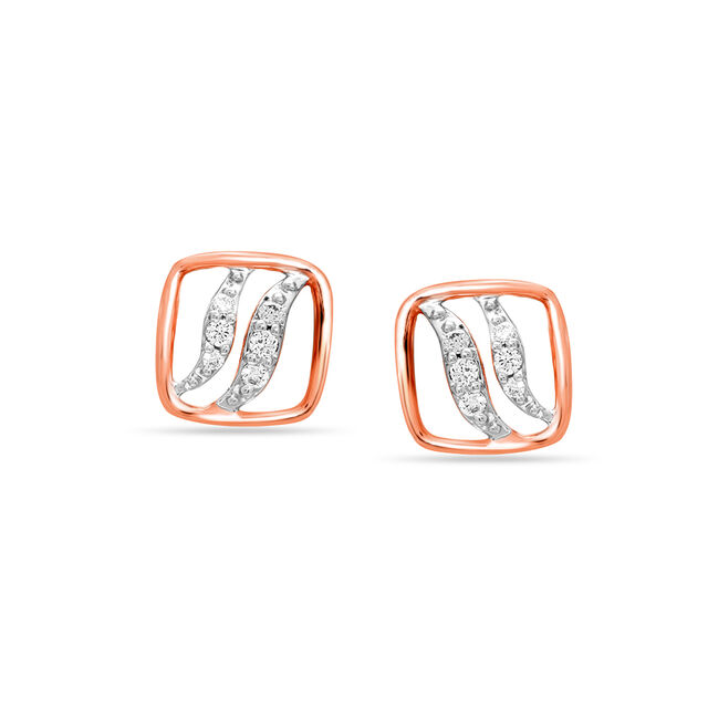 18KT Rose Gold Subtle Arch Diamond Stud Earring 