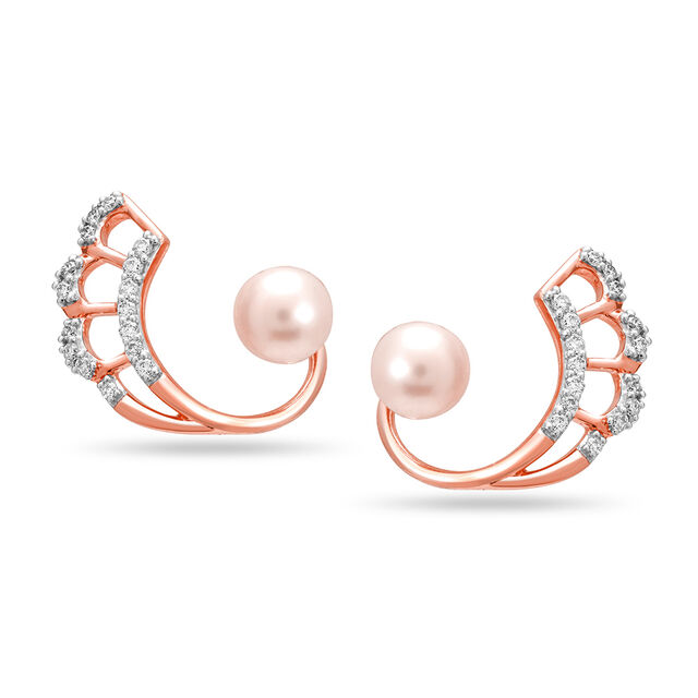 18Kt Rose Gold Shimmering Elegance Pearl Stud Earring 2