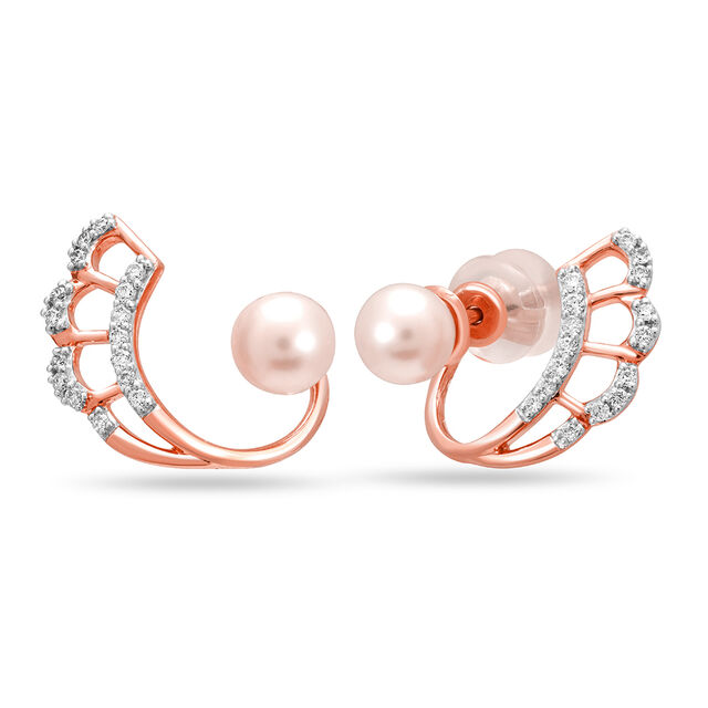 18Kt Rose Gold Shimmering Elegance Pearl Stud Earring 3