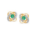 18KT Yellow Gold Radiant Ripples Emerald and Diamond Earring 2
