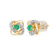 18KT Yellow Gold Radiant Ripples Emerald and Diamond Earring 3