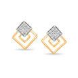 18KT  Yellow Gold Sparkling Trio of Rhombus Diamond Stud Earring 2